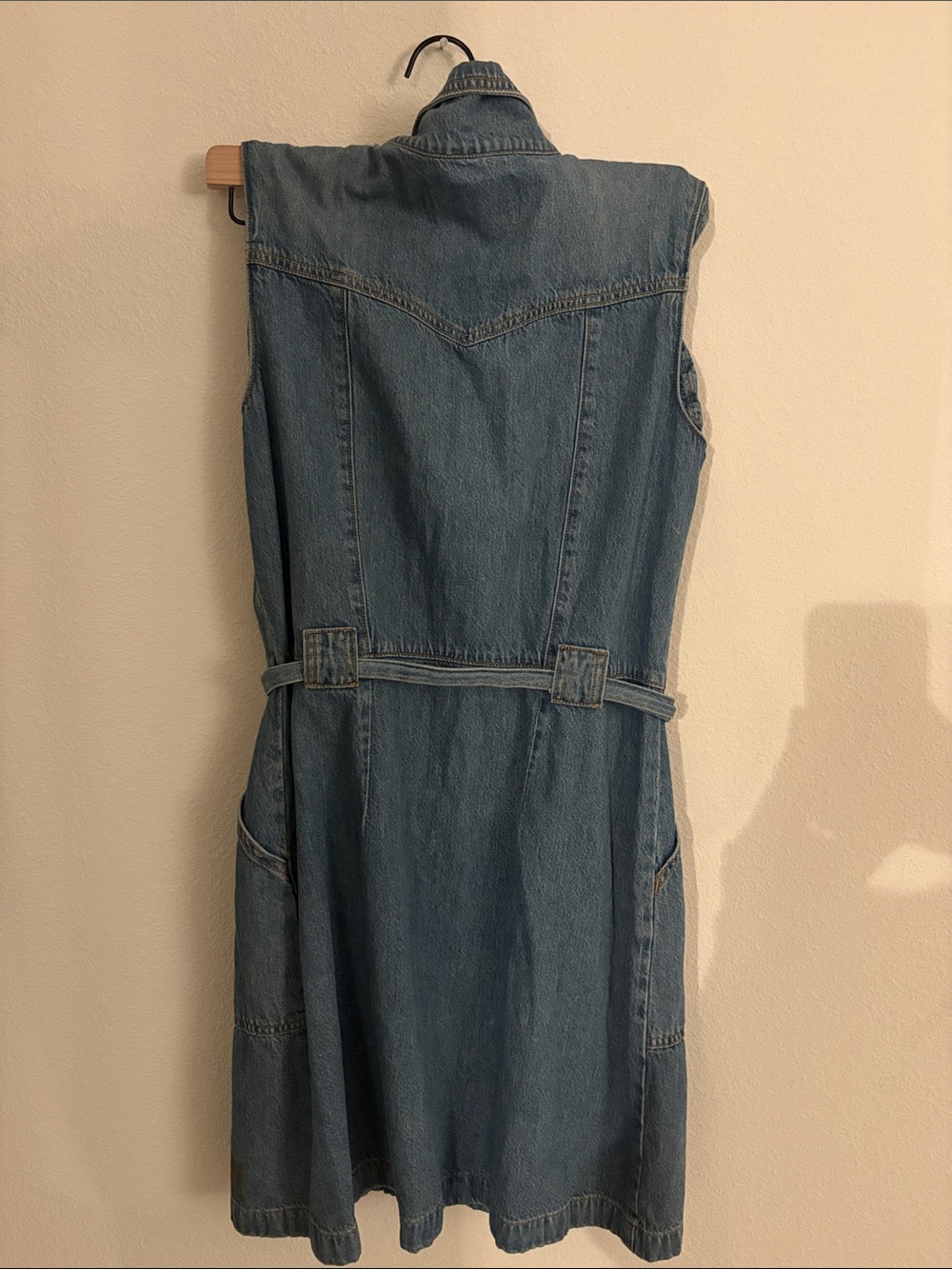 Calvin Klein Denim Zip-Front Overall Dress in Blue - Picture 2 of 2